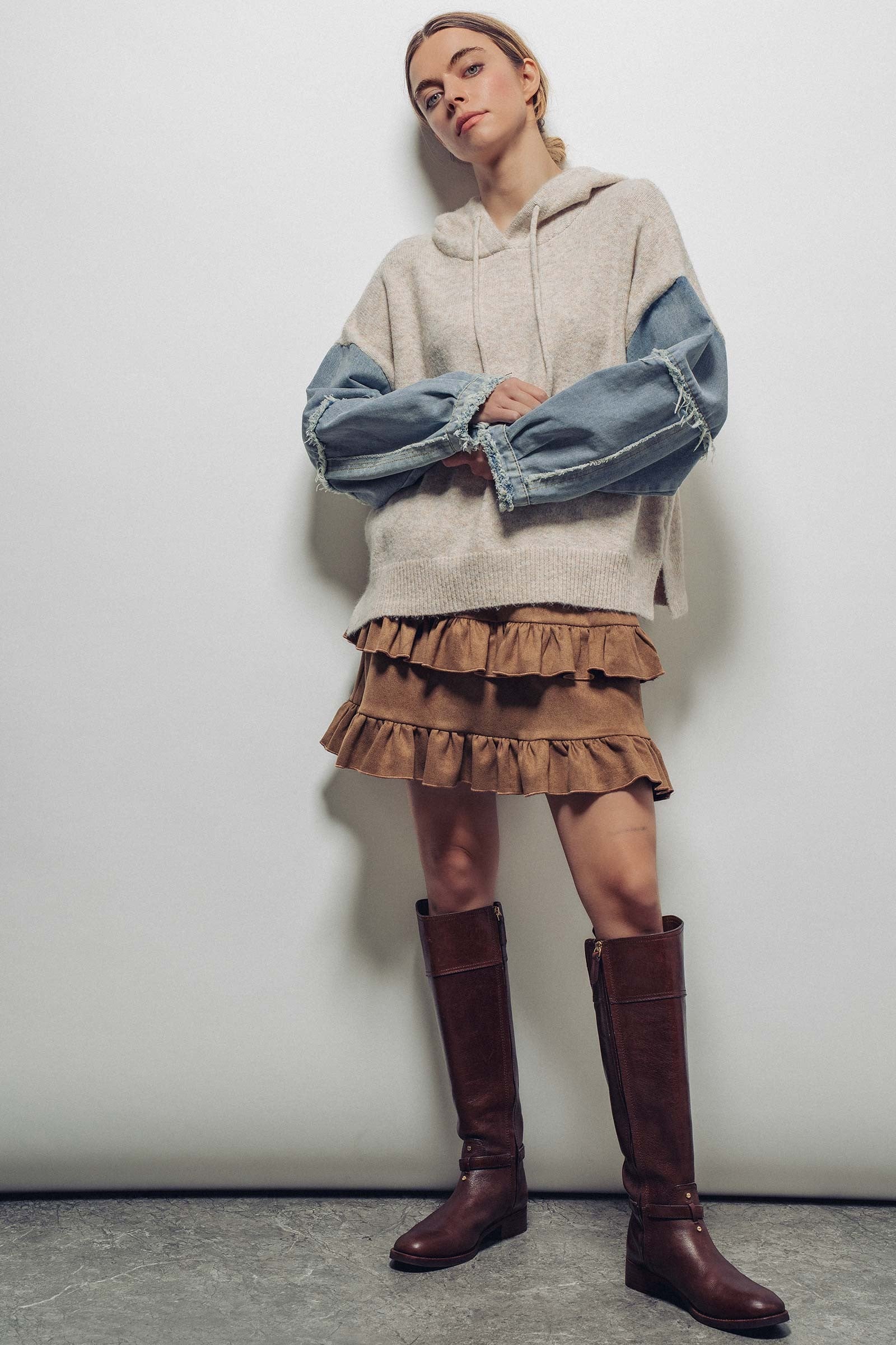 Denim Contrast Hoodie