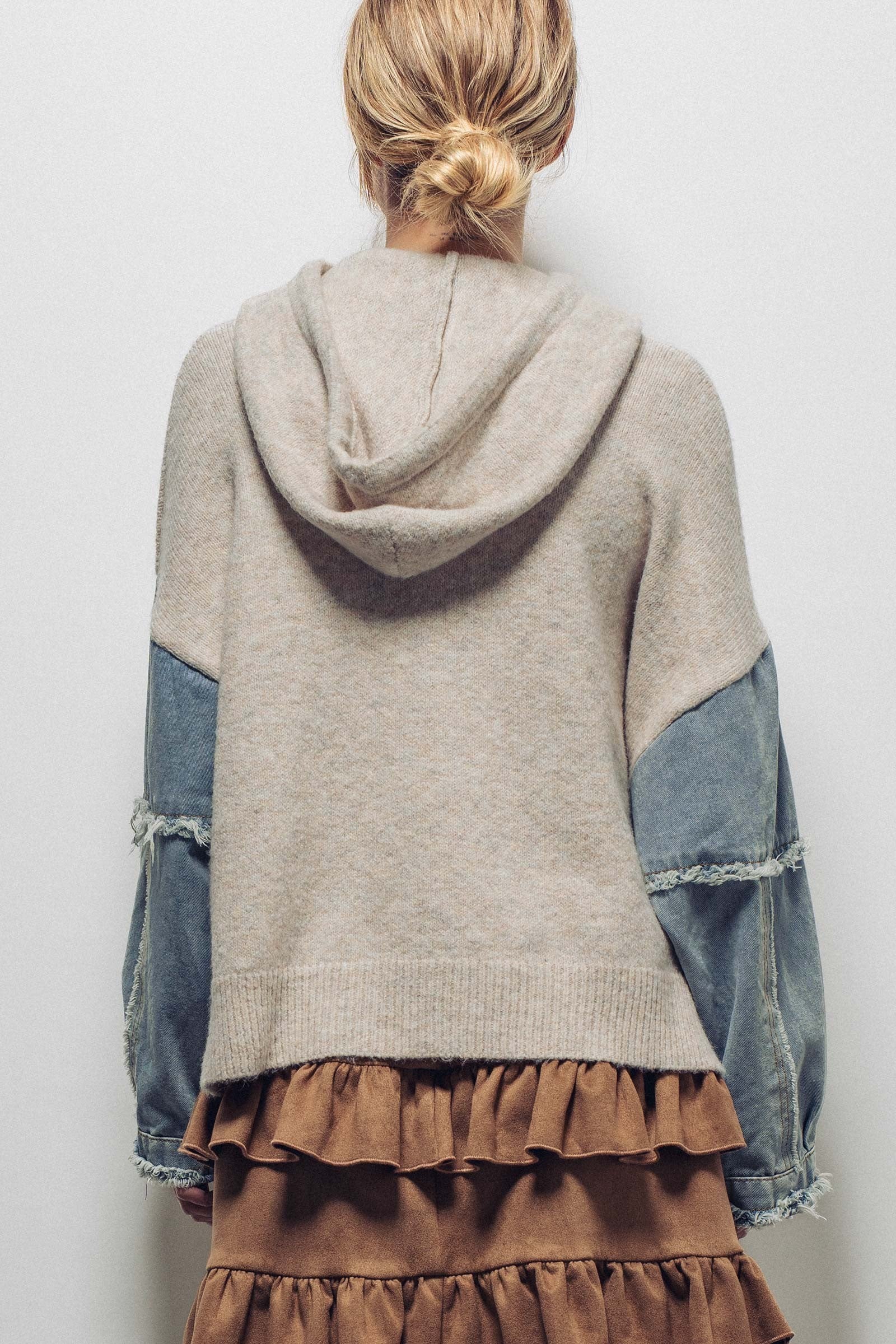 Denim Contrast Hoodie