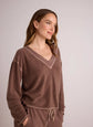 French Terry Bell Sleeve V-Neck Pullover