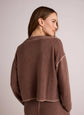 French Terry Bell Sleeve V-Neck Pullover