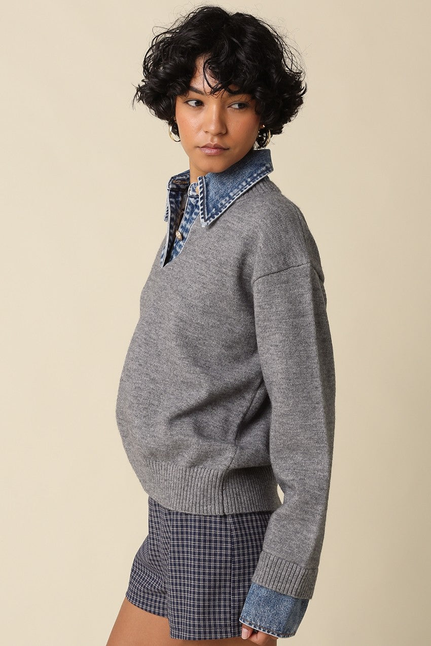 Emely Contrast Knit Sweater
