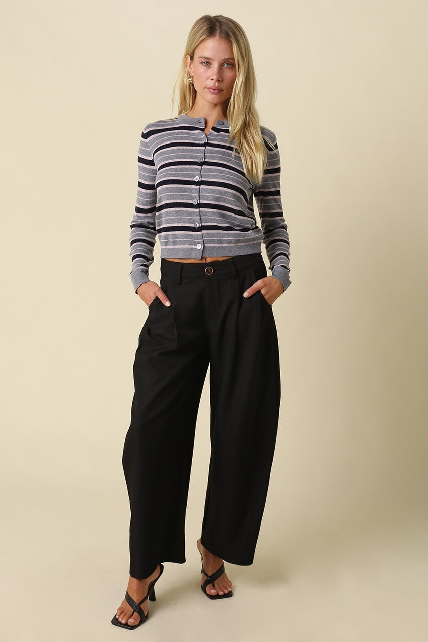 Ella Multi Stripe Button Cardigan
