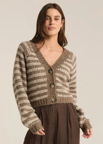 Este Metallic Stripe Cardigan