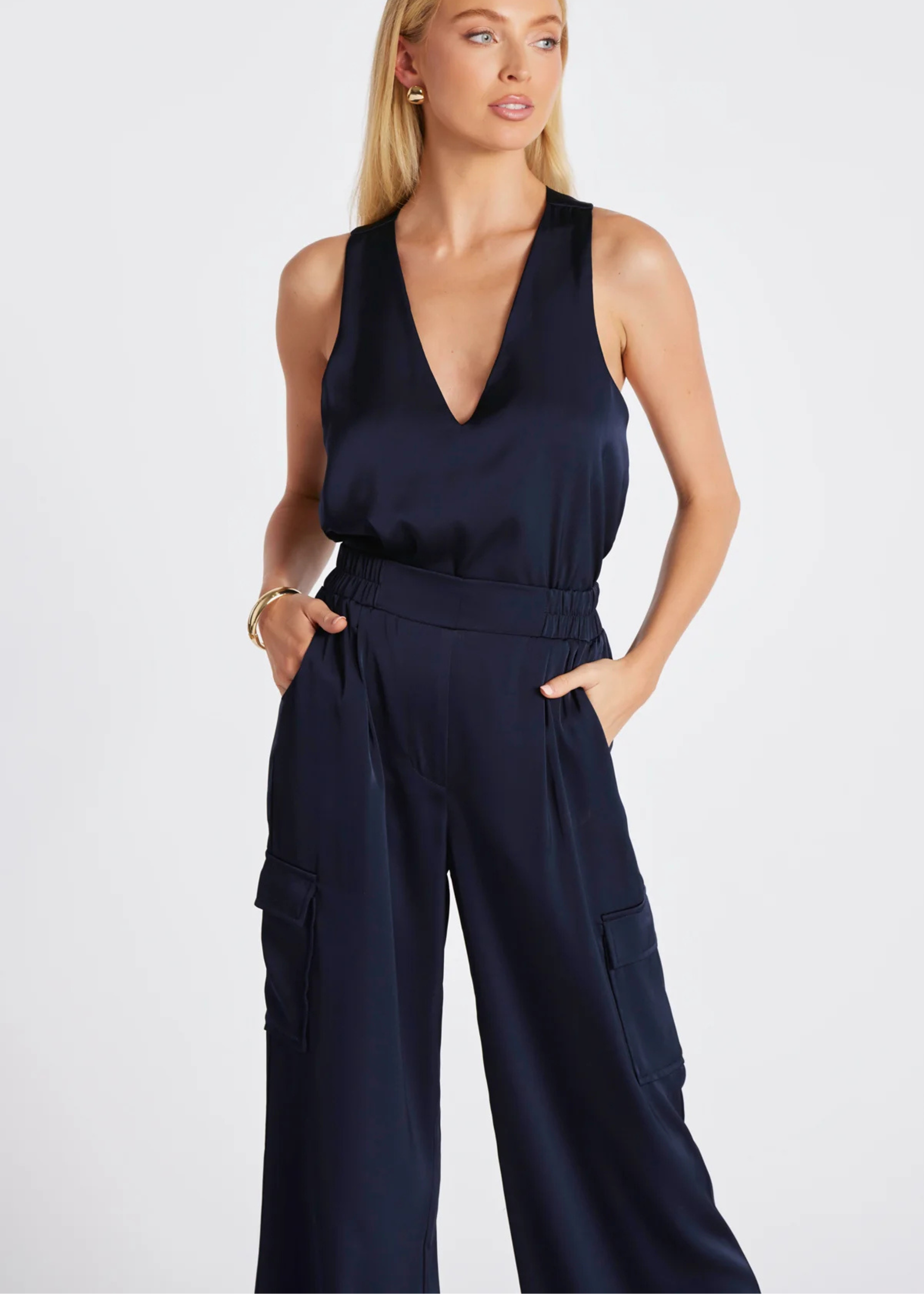 Pull-On Satin Cargo Pant