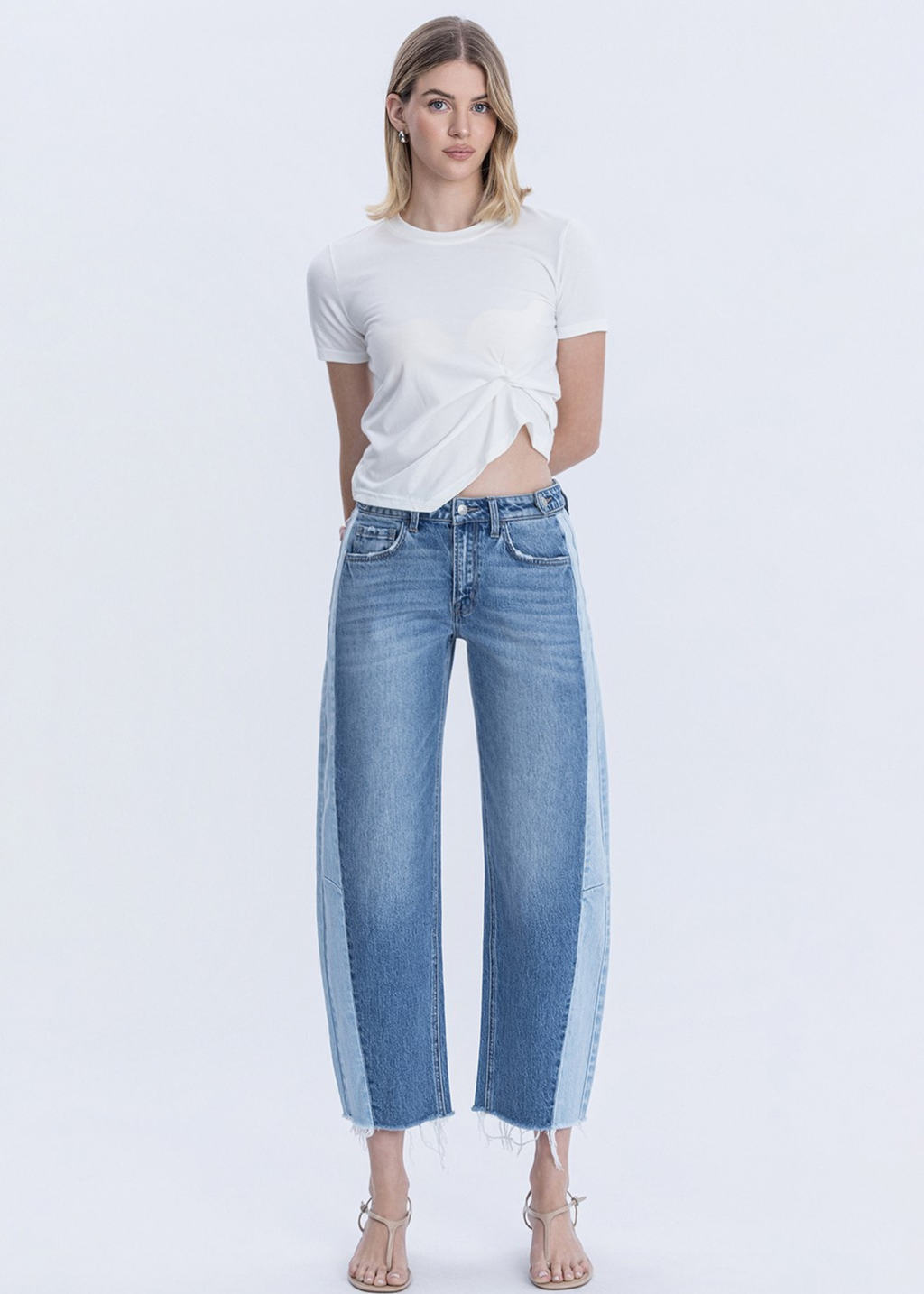 Two Tone Barrel Jean