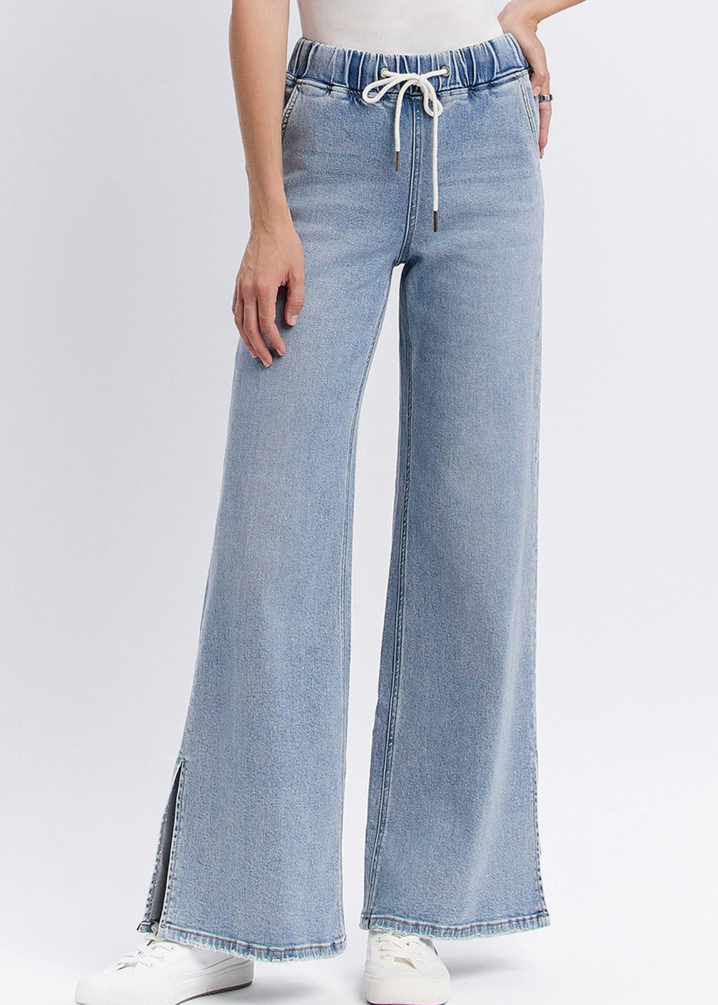 High Rise Drawstring Knit Jean
