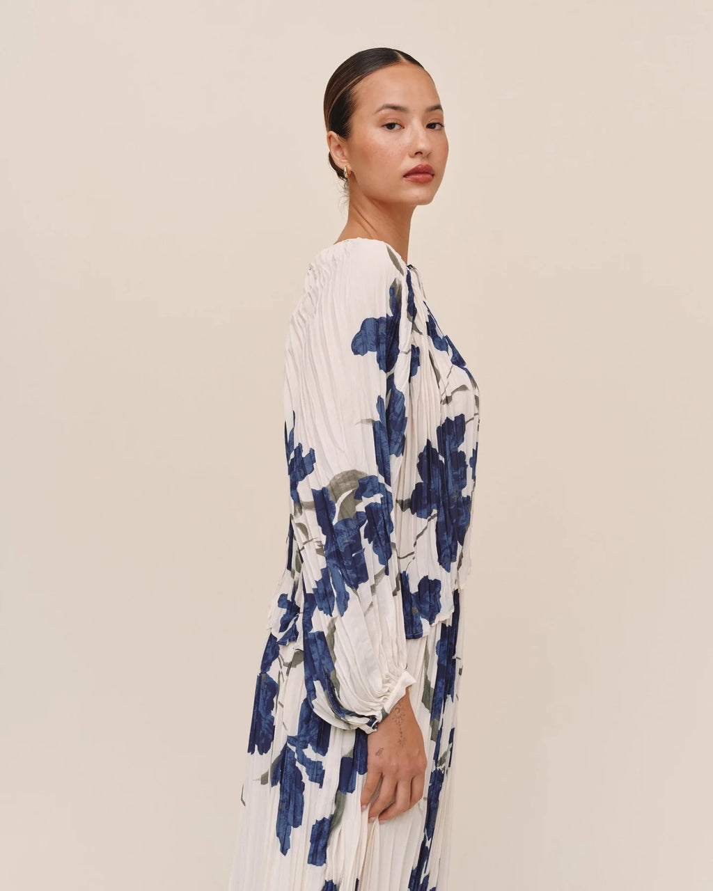 Pleated Tie Front Top
