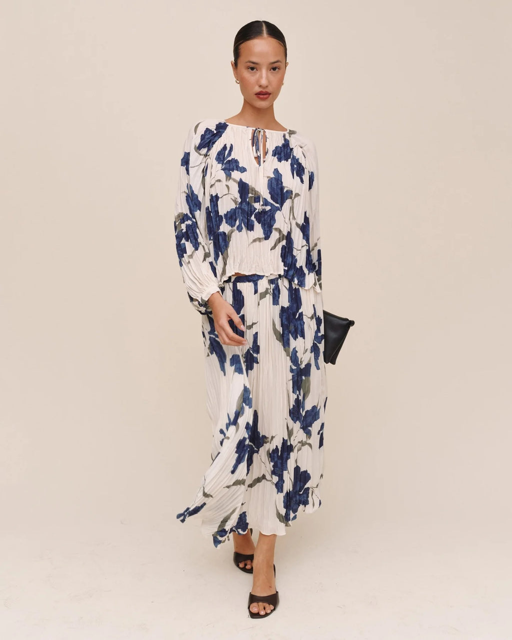Pleated Tie Front Top