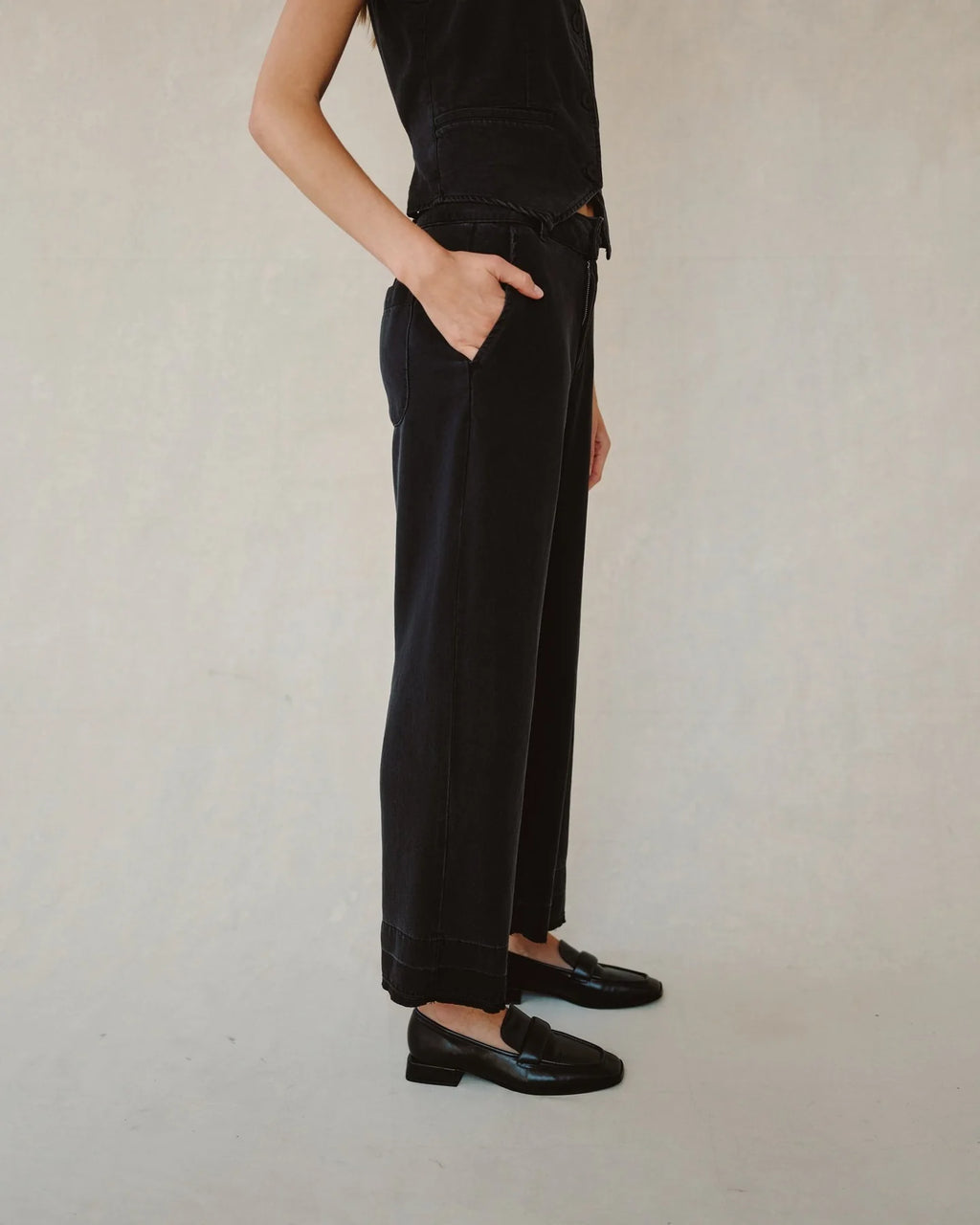 Saige Open Hem Wide Leg Crop Pant