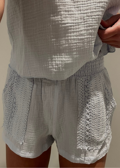 Gauze and Crochet Short