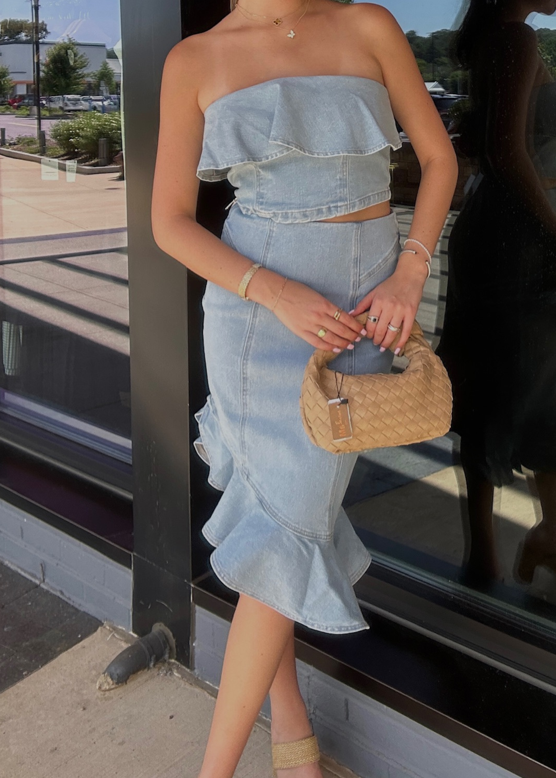 Sable Cascade Denim Skirt