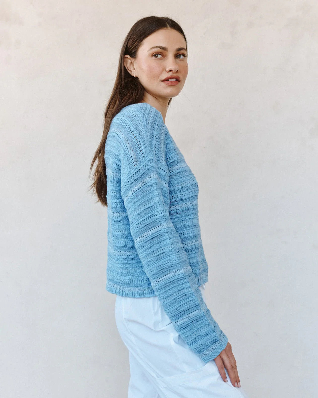 Textured Crew Neck Sweater - Clothes Horse