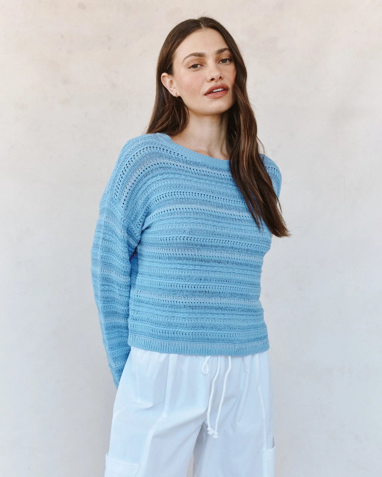 Textured Crew Neck Sweater - Clothes Horse