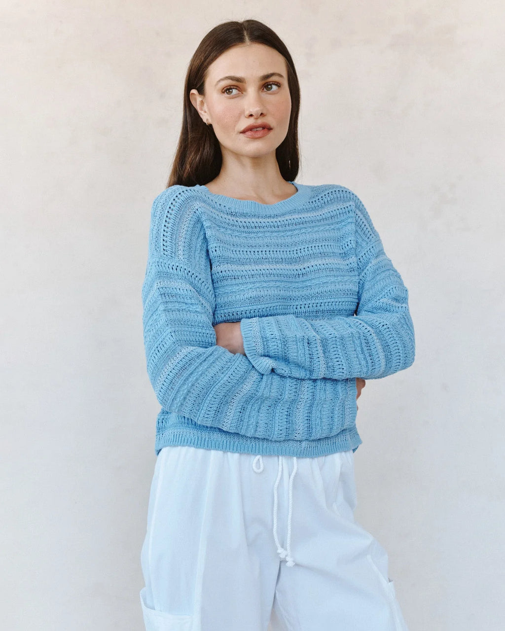 Textured Crew Neck Sweater - Clothes Horse