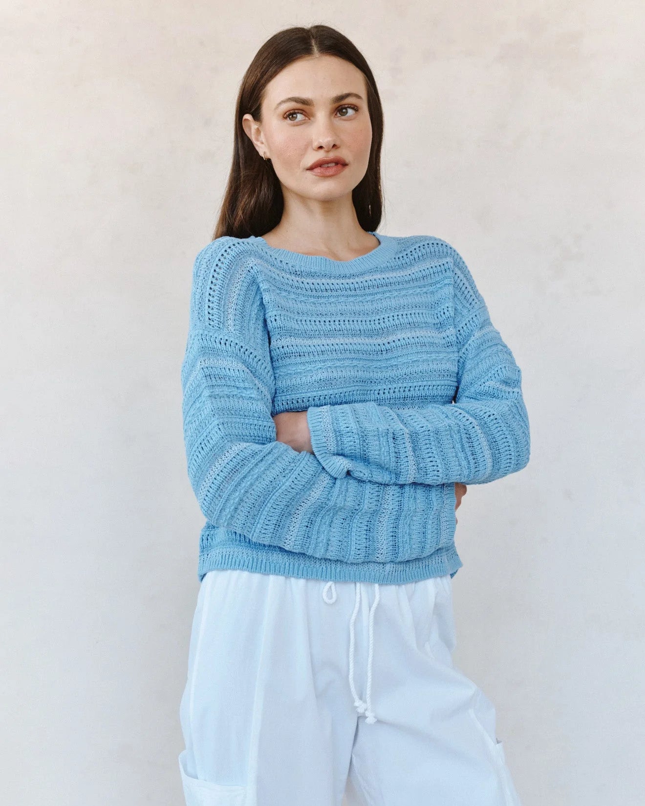 Textured Crew Neck Sweater - Clothes Horse