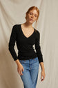 Viola Ribbed V Neck Long Sleeve