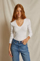 Viola Ribbed V Neck Long Sleeve