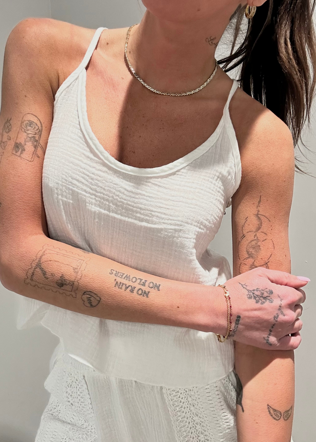 Gauze and Crochet Tank